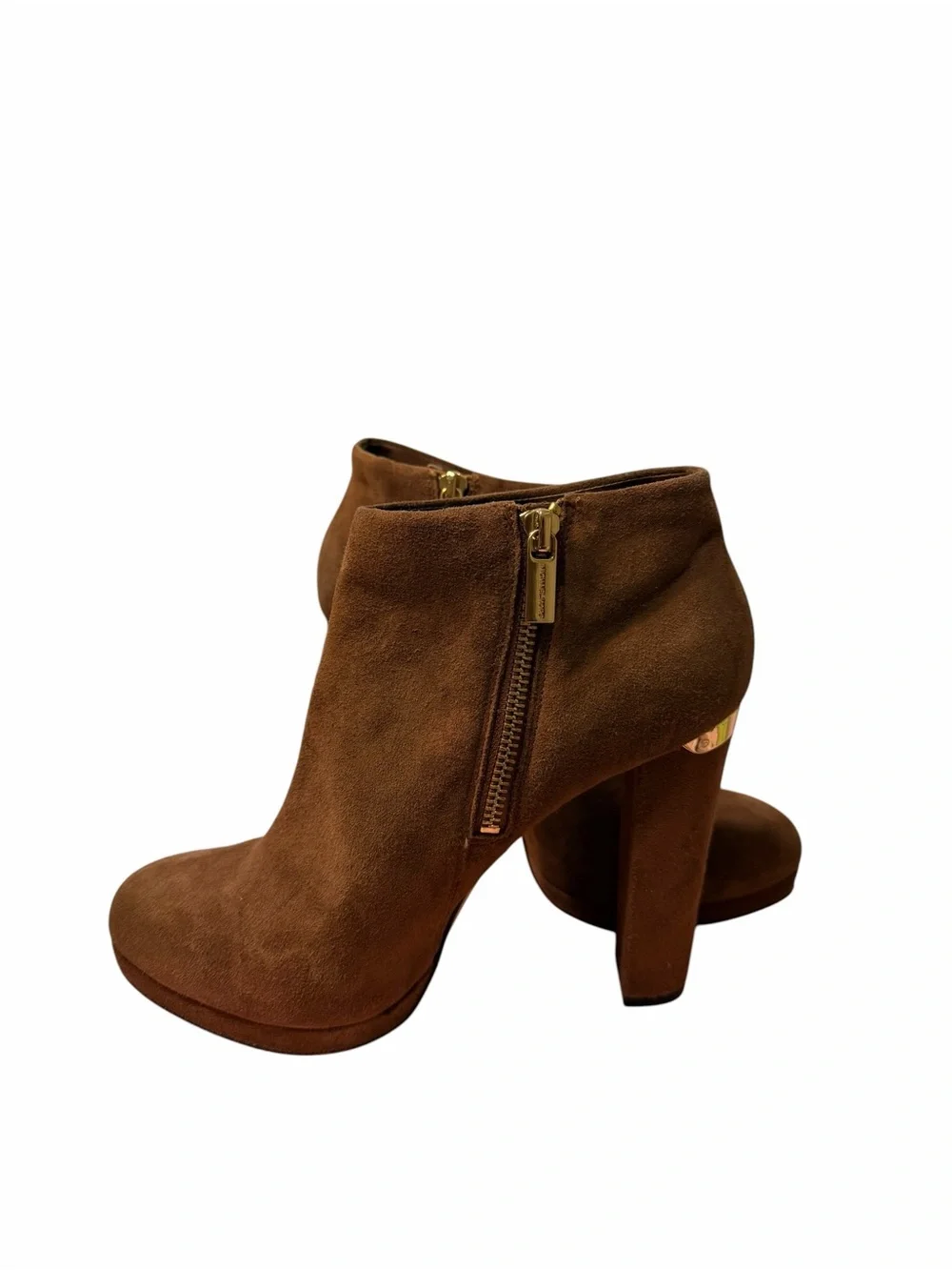Michael Kors Suede Ankle Booties in Cognac
